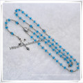 Simple Wooden Rosary Beads Style Cross Necklace (IO-cr244)